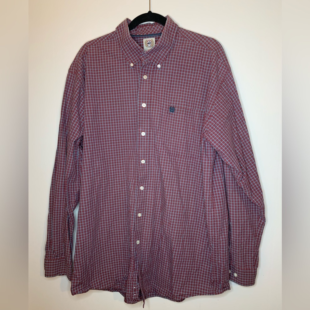 Cinch Red/Blue Western Plaid Button Up Size XL